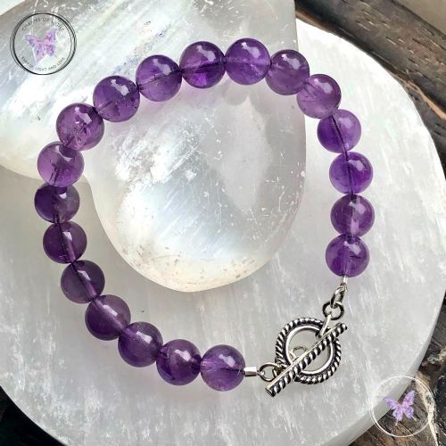 Amethyst Healing Bracelet With Silver Toggle Clasp